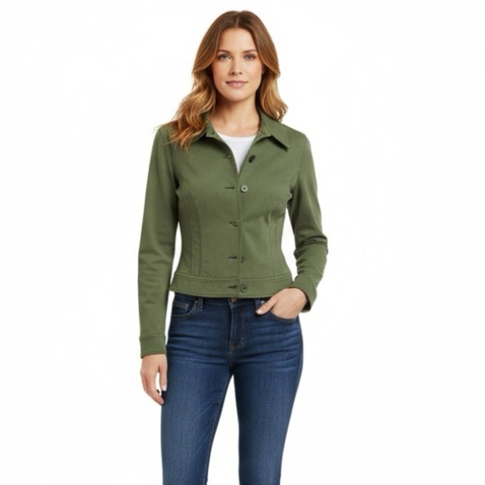 CACHE vintage green Stretch Fitted Military-Inspired blazer Jacket size 6